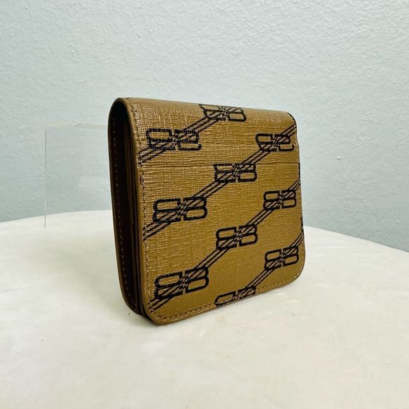 Balenciaga Signature BB Monogram Tan Brown Small Compact Wallet - Picture 4 of 11